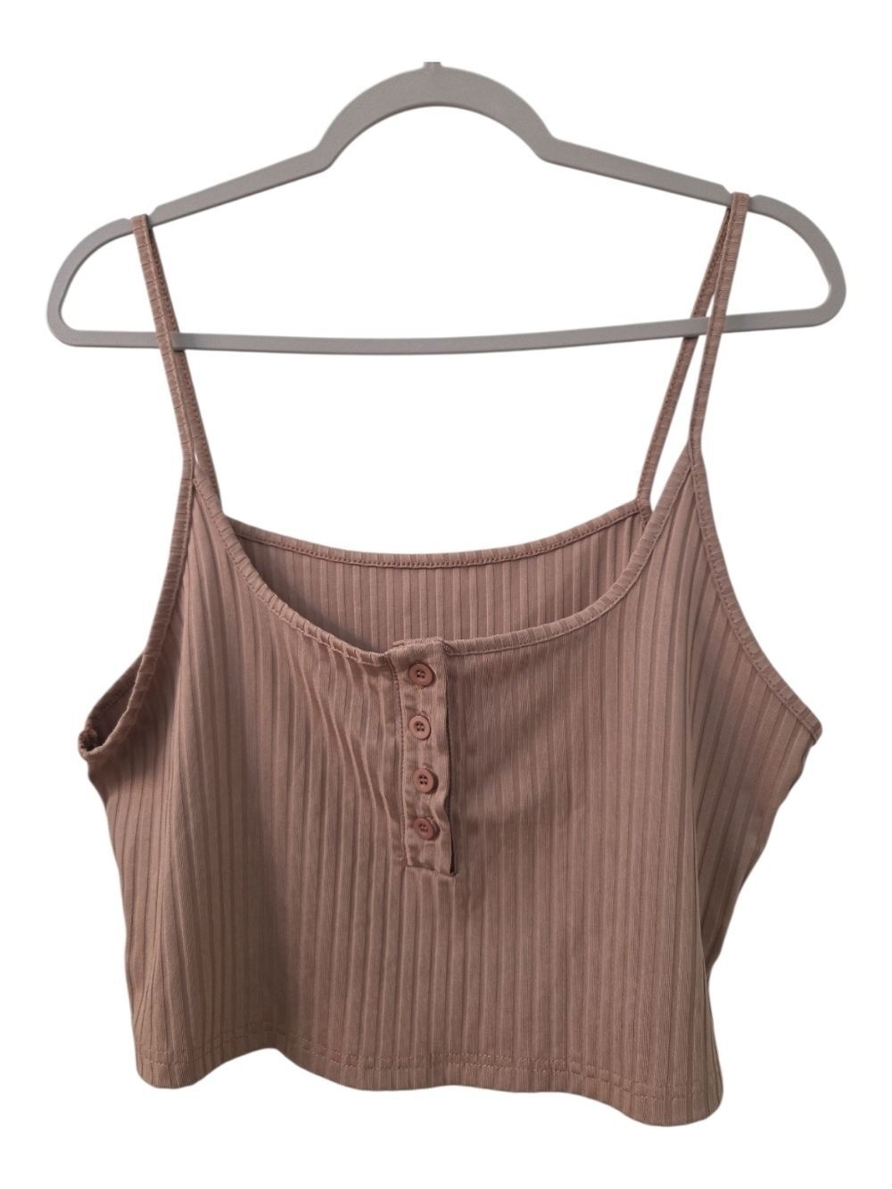 Shein Brown Buttoned Crop Top Women Large 2XL